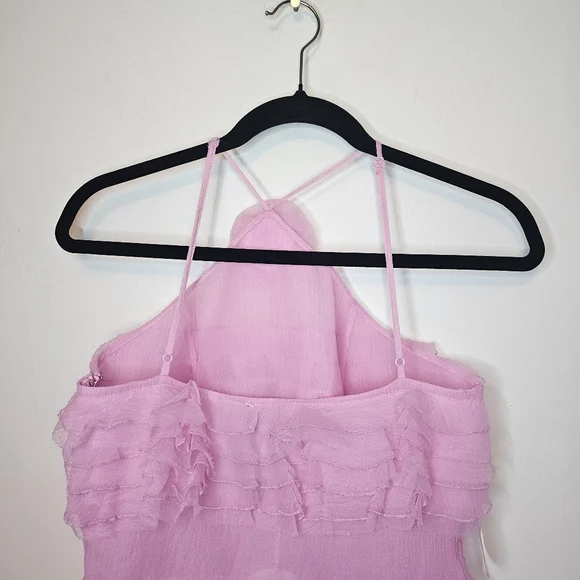 NWT STAUD Florian Rosette Appliqued Tulip Pink Ruffled Organza Mini Dress Size 8 - Picture 10 of 14